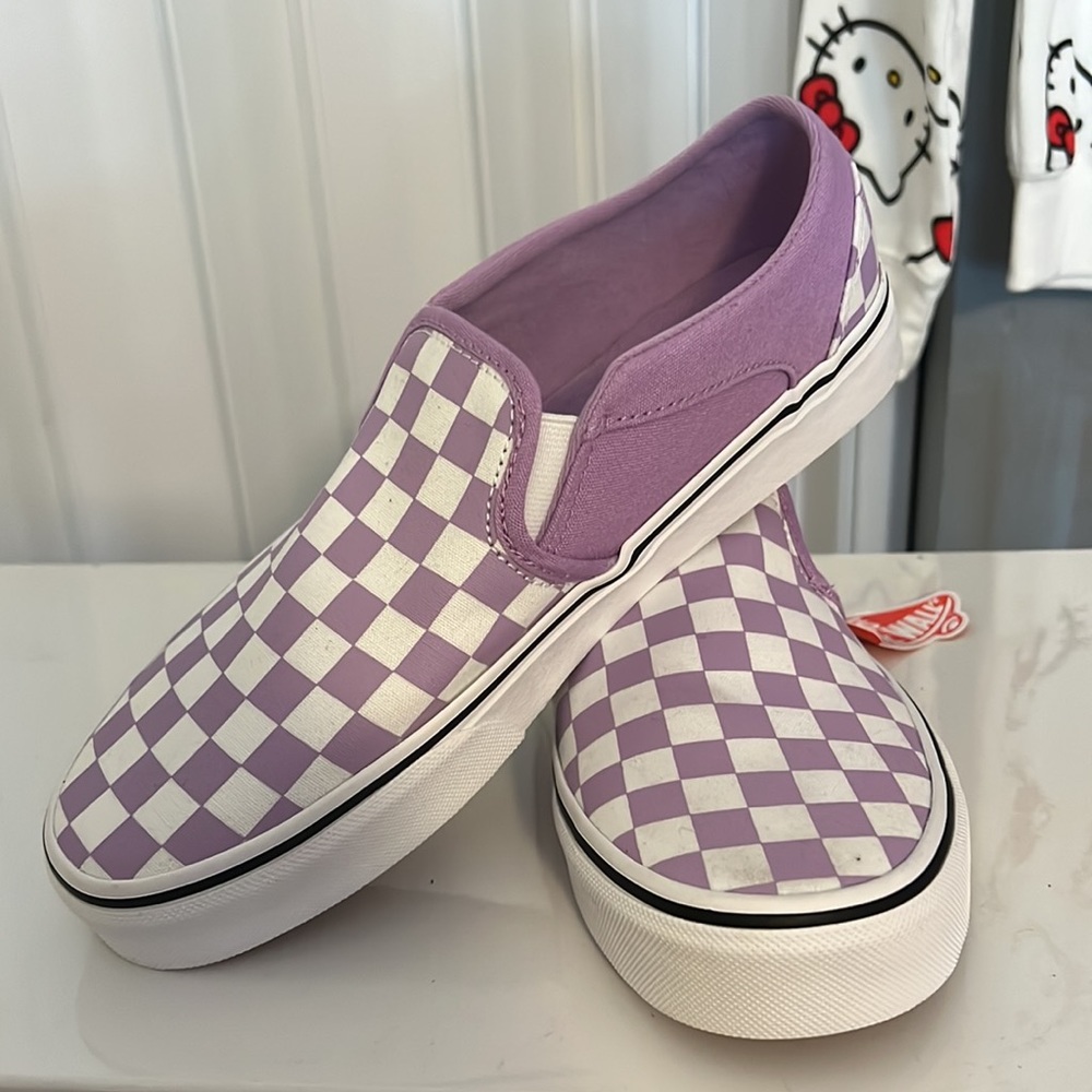 Sold! NWT Vans Purple Checkered Slip On - Picture 2 of 2